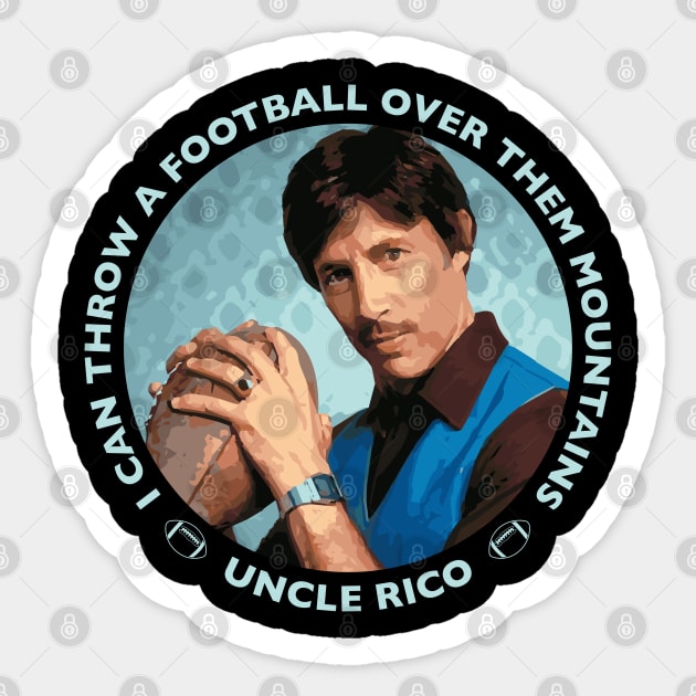 Uncle Rico - Football - Mountains - Blue Sticker by Barn Shirt USA
